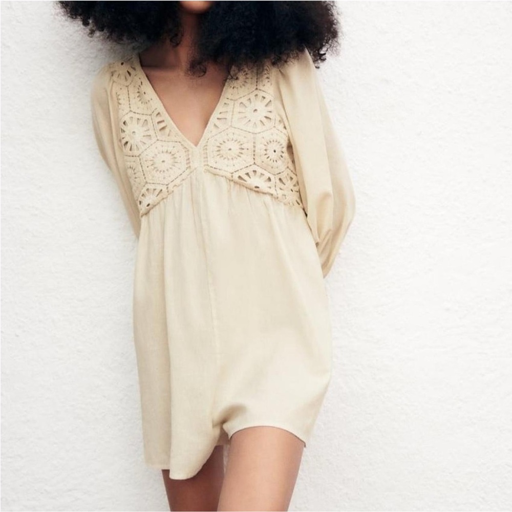 Zara Crochet Detail Romper NWOT